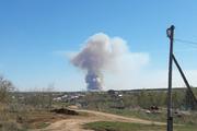 Взорвавшиеся склады украинской армии под Черниговом сняли на видео с воздуха