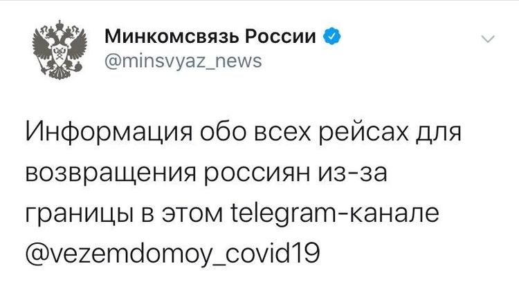 «Везём домой COVID-19» - название канала Минкомсвязи, в котором рассказывают о возвращении россиян, застрявших за границей