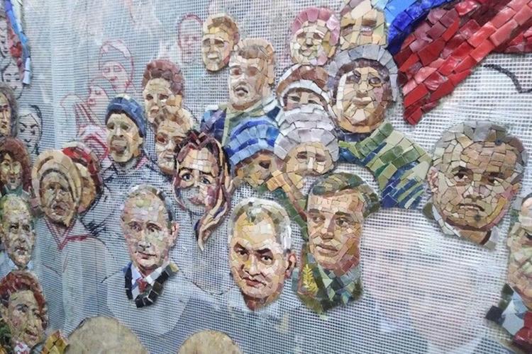 Стены главного храма ВС РФ в парке «Патриот» украсили мозаикой с изображениями Путина