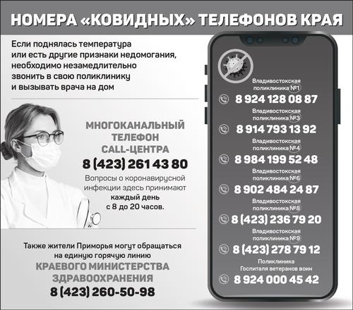 Куда звонить при первых признаках инфекционных заболеваний  в Приморском крае