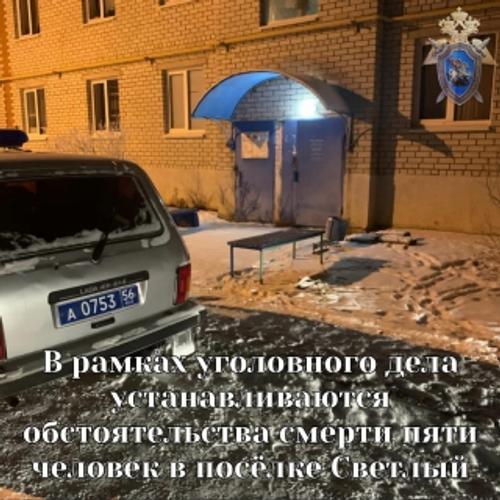 В поселке Светлый Оренбургской области в одной из квартир обнаружены мертвыми пятеро мужчин