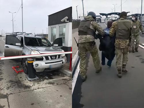 Украинец разбил машину при таране границы Крыма