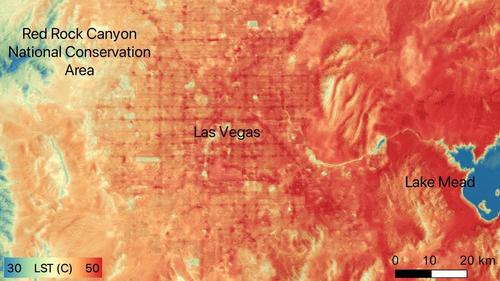 Инструмент NASA зафиксировал изображение рекордной температуры поверхности Лас-Вегаса