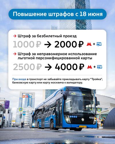 В Москве с 18 июня повышают штрафы за безбилетный проезд и использование чужой социальной карты