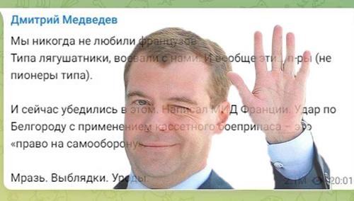Дмитрий Медведев резко высказался в адрес французского правительства