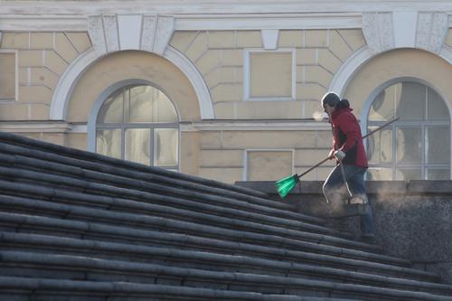 Петербуржцы поспорили о необходимости уборки пыли во дворах 
