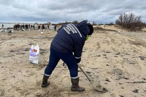 Студенты-спасатели КубГМУ оказывают помощь в устранении последствий разлива мазута на Черноморском побережье