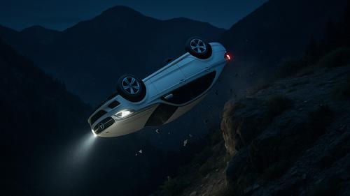 «Мерседес» кувыркался 75 метров в обрыв, и все выжили