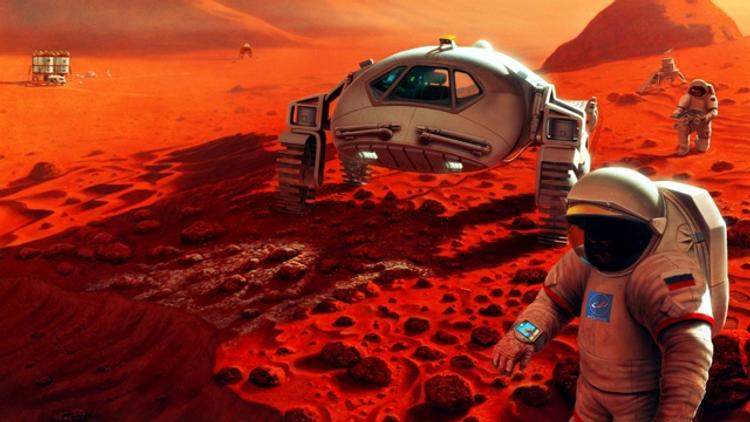 На панораме Марса обнаружен космический корабль и существа в черных скафандрах