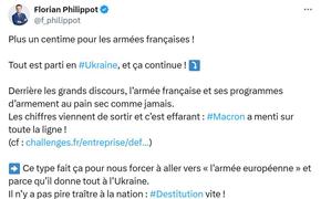 «Не оставил ни цента»: Филиппо обвинил Макрона в растрате средств на Украину