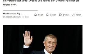 Согласно социальным опросам, на осенних парламентских выборах в Чехии лидирует бывший премьер Андрей Бабиш — критик оказания помощи Украине