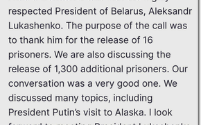 Дональд Трамп сообщил о беседе с президентом Белоруссии в своём аккаунте в соцсети Truth