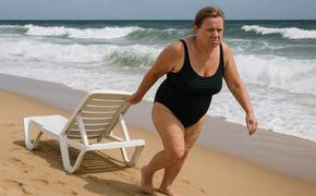 Пьяная на пляже — рту не хозяйка