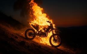 Перегретый на гонках мотоцикл сгорел в домашних условиях