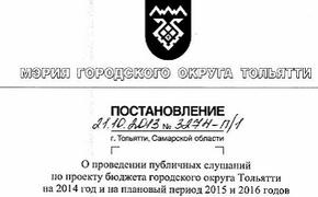 Депутаты думы Тольятти единогласно отклонили проект бюджета-2014