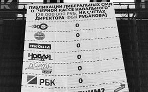 В Москве повесили баннер со СМИ, проигнорировшими «черную кассу» Навального